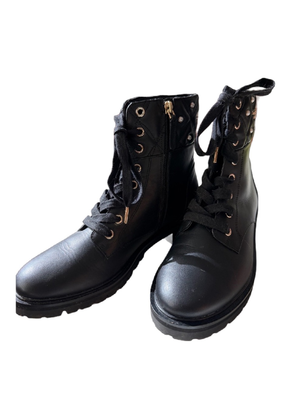 kate spade Black Lace-Up Ankle Boots with Gold Hardware